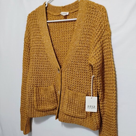 NWT A.N.A. Womens Cardigan Sweater Size XS Gold Loose Knit NEW - Picture 4 of 8